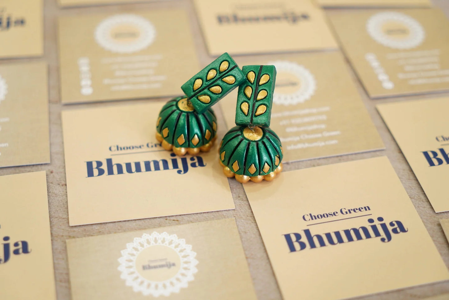 Classic Terracotta Jhumka Earrings – Black, Blue,Turquoise, Yellow