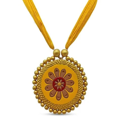 Classic Terracotta Necklace and Earring – Yellow