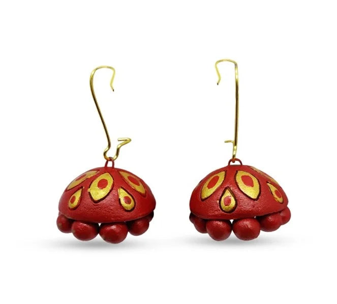 Terracotta Jhumka Earrings – Red
